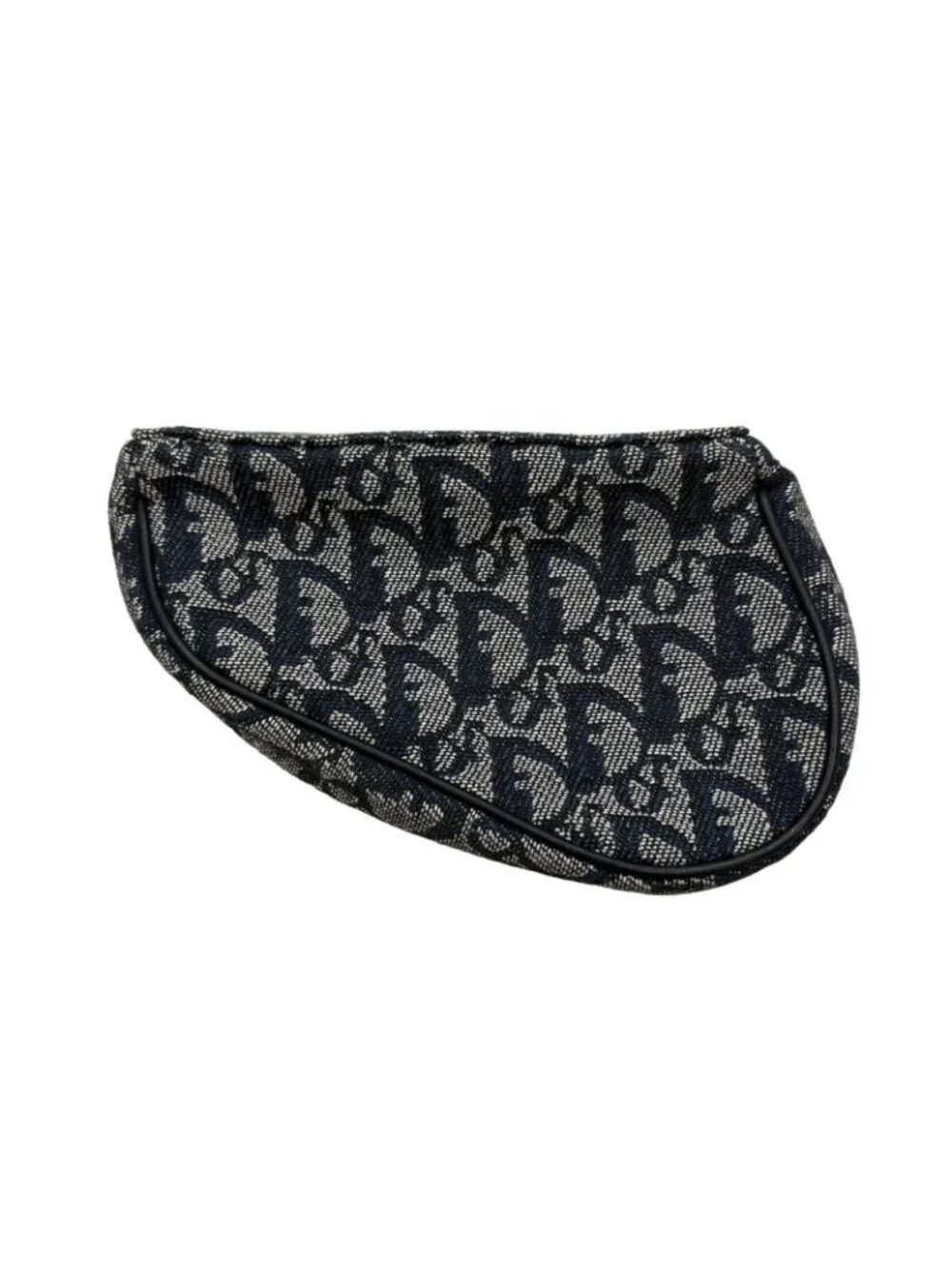 Dior Trotter Saddle Pouch Navy Gray Canvas Leather